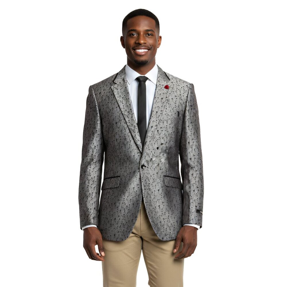 Men's Floral Blazer Jacket by Tazzio, Grey